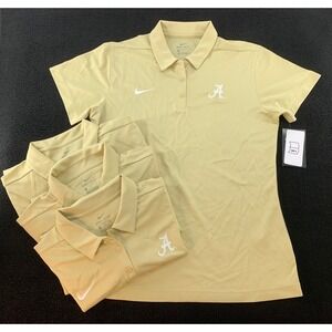 Lot of 4 Nike Dri Fit Womens Alabama Crimson Tide Polo Shirt Short Sleeve Tan M